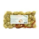Green Stoneless Halkidiki Olives with Garlic & Roasted Pepper - Image 2